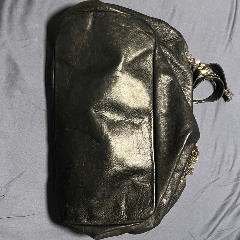 Valentino Black Leather Bag Tote with Silver Chain Straps Mario soft and slouchy - Picture 7 of 16